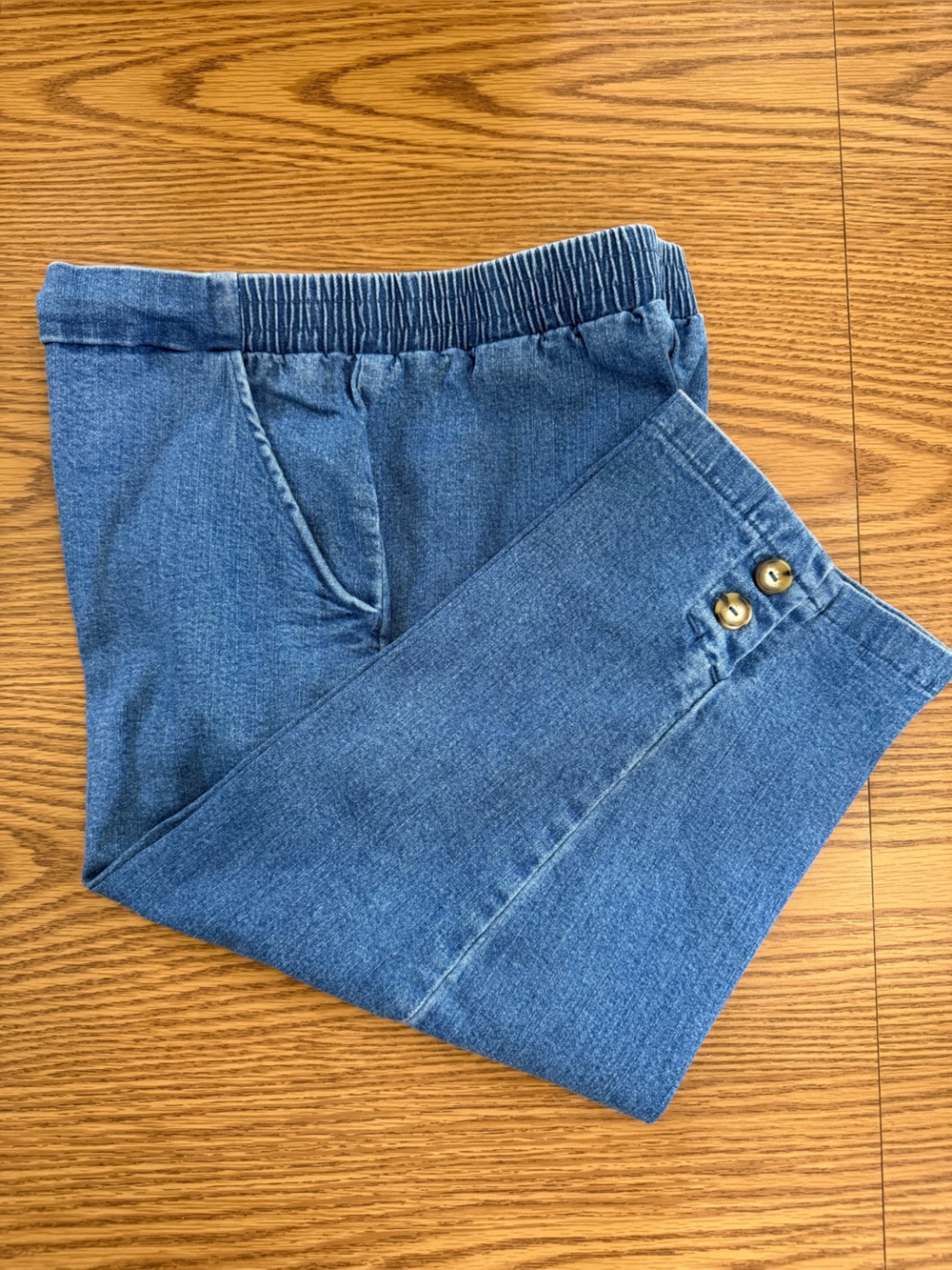 D&Co NWOT Skimmer /Capris Crop Pants - Indigo, Flat Front, Elastic Back, Stretch